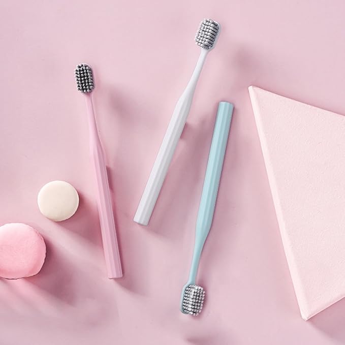 3pcs Soft-Bristle Toothbrush for Adults Ultra-fine Spiral Bristles for Deep Teeth Cleaning PP Material Lightweight Portable Design for Everyday Oral