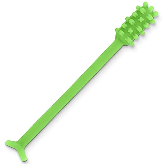 V2 Hard Plastic Denture Gel Adhesive Remover - Remove Denture Gel Adhesive from Mouth & Gums, Denture Glue Removal Tool, Oral Hygiene, Scraper w/Textured Grip and Rigid Bristles