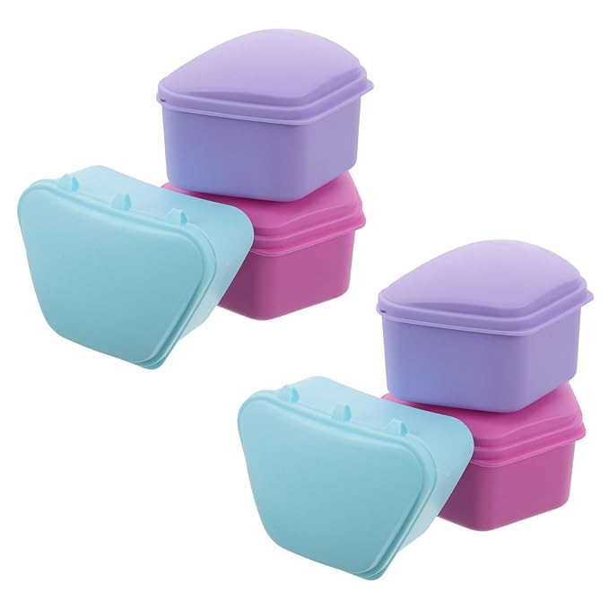 Generic 6pcs Retainer Travel Case: Portable Plastic Denture Container Storage Case - Leak-Proof Retainer Box For Home Outdoor Travel