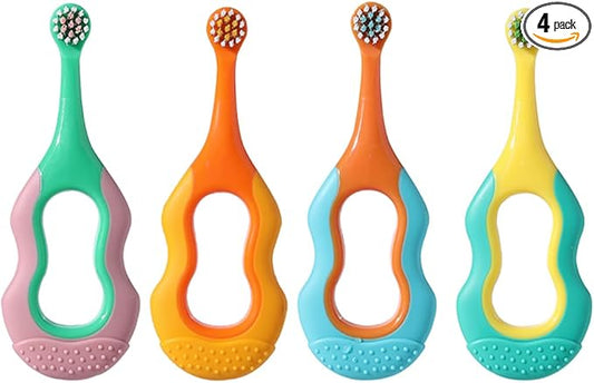 Baby Toothbrush,Lovely Calabash Handle Design Soft Bristles Infant to Toddler Toothbrush,Small Head for 0-3 Years, Teething Relief, 4 Pack