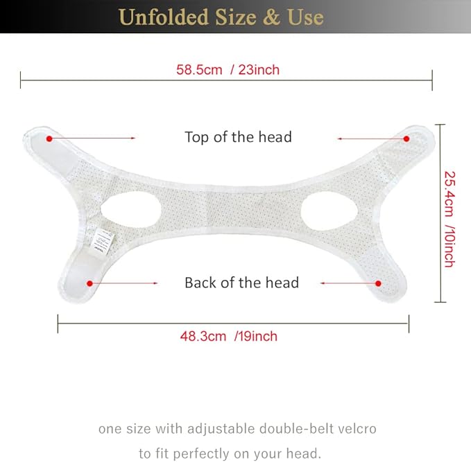 Anti Snoring , Cpap Users, Comfortable Mesh White Cpap Chin Straps for Men Women, Effective Adjustable Anti Snore Chin Straps to Keep Mouth Closed While Sleeping