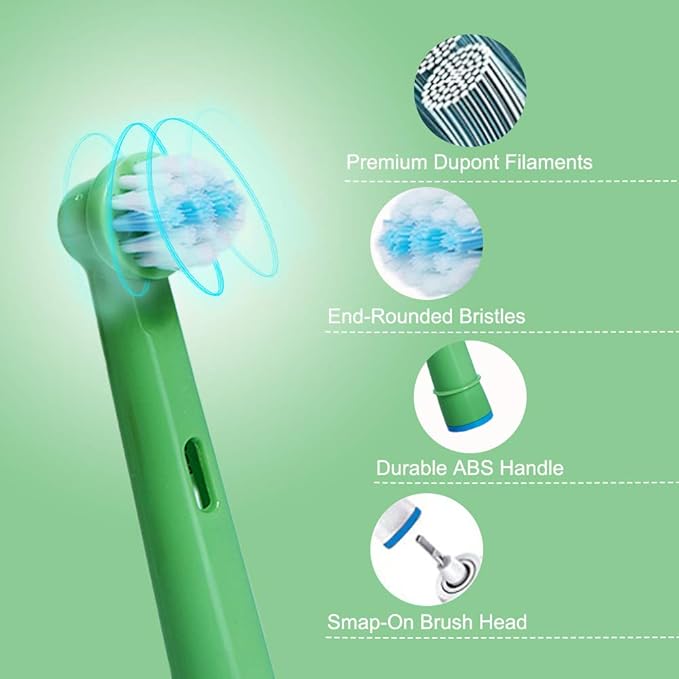 Kids Toothbrush Replacement Heads for Oral-B, Extra-Soft Bristles, Fits Both Electric and Battery for Oral-B Braun Brushes, Except Vitality Sonic, CrossActino Power, Sonic Complete, Pulsonics, EB-10A