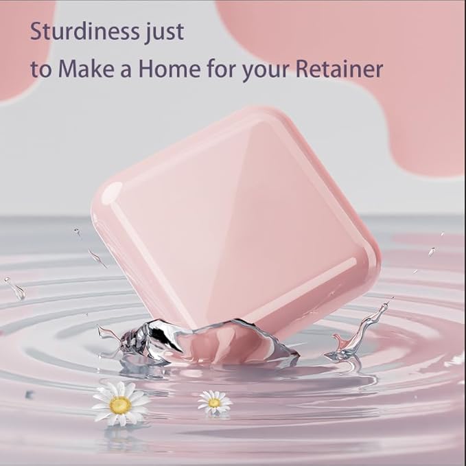 Retainer Case,Cute Mouthguard Case with Mirror,Slim Night Mouth Guard Case with Lid Hinge,Aligner Case,Inner Size 2.56, 2.36, 0.79inch