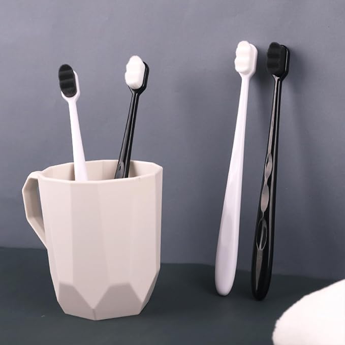 TEHAUX 2PCS Portable Wave Bristle Toothbrushes with Ergonomic Handles for Adults Soft Curved Corner Brushes Lightweight Travel and Home Oral Care