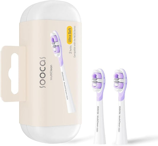 Soocas Multiclean Ultra Soft Electric Toothbrush Replacement Heads, Compatible with Both NEOS II and NEOS II Ultra, 2 Brush Heads, White