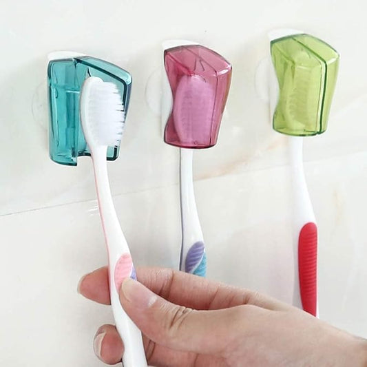 3Pcs Multicolor Toothbrush Holder Travel Toothbrush Head Covers with Suction CupBathroom Wall Mount Suction Cup for Bathroom Portable Wall Mount Toothbrush Holder Rack Dustproof Cap Cover Accessories