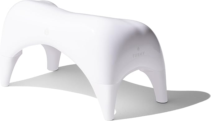 TUSHY Ottoman: Squatting Toilet Stool | Squatting Position Helps Improve Bowel Health, Reduce Strain & Relieve Constipation | 9" Tall, White