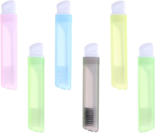 JEWEDECO 6Pcs Foldable Travel Toothbrush Set with Soft Bristles, Portable Folding Handle Toothbrushes for Camping and Personal Oral Care, Multi-Color Random Mix Random Color