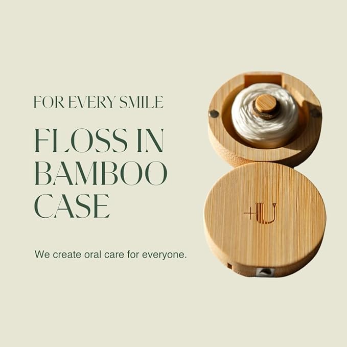 Plus Ultra Mint Nylon Dental Floss with Reusable Bamboo Case | Made with Recycled Nylon and Vegan Wax | Zero Plastic | 32 Yards (Pack of 1)