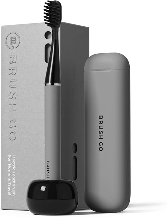 MIPOW Slim Pro i4 Electric Toothbrush Rechargeable Smart Ultra Sonic 3 Modes Magnetic Travel Case &Ceramic Dock, 60Day Long Battery Soft Bristles 2Heads IPX7 Waterproof,Color-(Gray)
