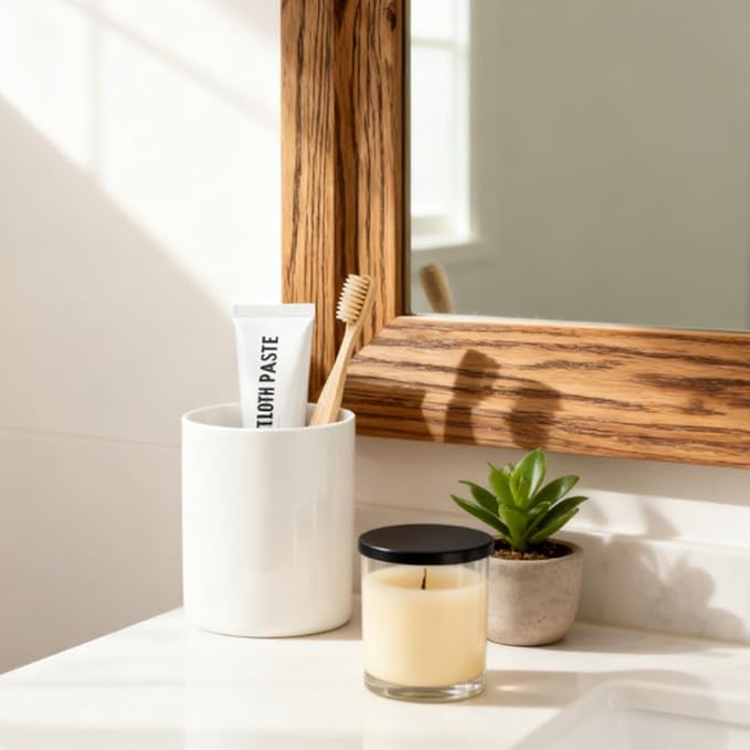 Toothbrush Holders Ceramic Toothbrush Holders for Bathrooms Reusable Handmade Reactive Glaze Stonewre Makeup Brush Holder, Pen Holder for Home Desktop Storage
