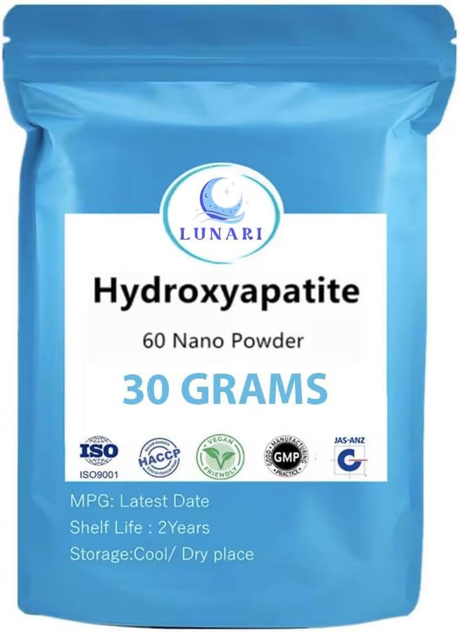 100% Pure Nano Hydroxyapatite Tooth Powder – Enamel Remineralization Support, Fluoride-Free Toothpaste Additive for Sensitivity & Cavity Defense, Pure HAp Powder 30g