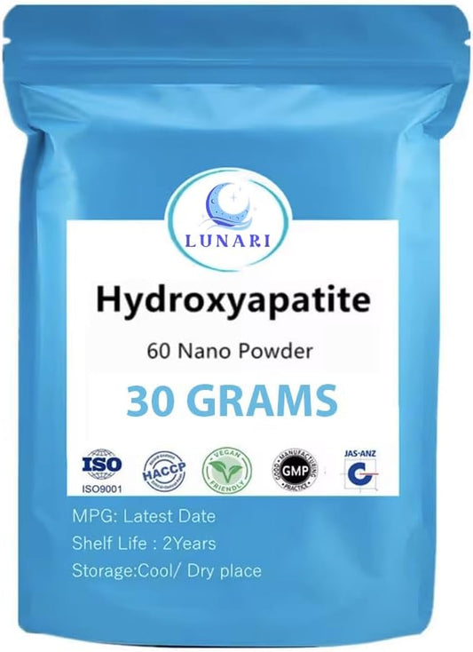 100% Pure Nano Hydroxyapatite Tooth Powder – Enamel Remineralization Support, Fluoride-Free Toothpaste Additive for Sensitivity & Cavity Defense, Pure HAp Powder 30g