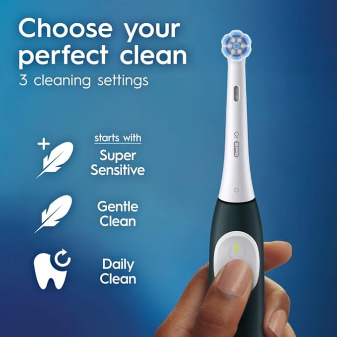 Oral-B iO Series 2 Rechargeable Electric Powered Toothbrush Starter Kit, Forest Green with 2 Brush Heads - Automatic Pressure Sensor to Protect Gums - 3 Modes - 2 Min Timer