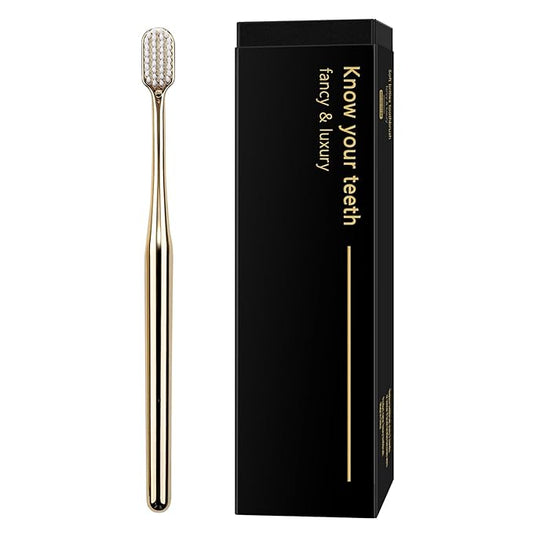 Z-VAPRESS Gold Color Toothbrush Soft Bristles Fancy Toothbrush Home Hospitality Travel Toothbrushes Luxury Gold Color Manual Toothbrushes