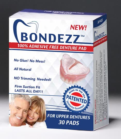 Adhesive Free Denture Pads | 30 Pack | Secure & Comfortable Fit | No Glue/No Mess | All Day Suction | Denture Glue Alternative | Safe, Natural & Non-Toxic (Upper)