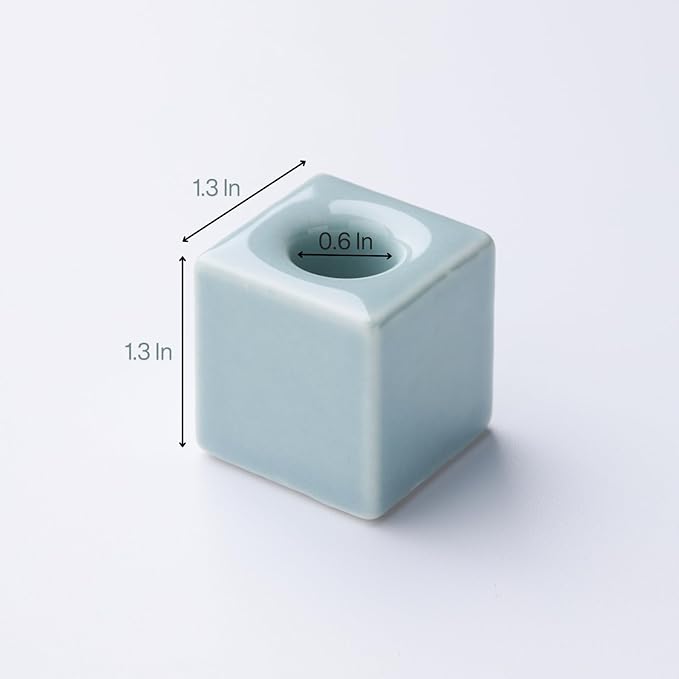 AirMoon Mini Square Ceramic Toothbrush Holder for Bathroom -Green Small Countertop Organizer, Easy Clean Toothbrush Stand, Suit for Electric Toothbrush Head, Pens & Coffee Spoon