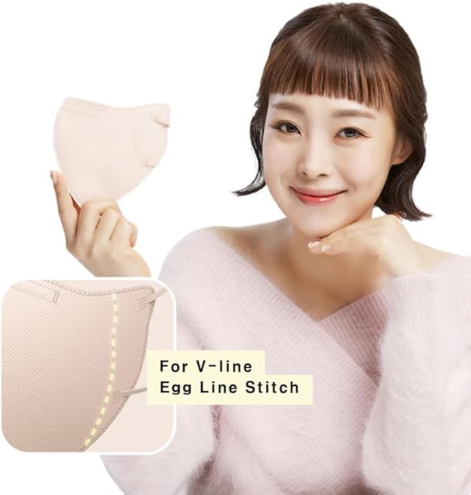 HOMSSEM [25pcs] VIUUM Deluxe Korean Face Color Mask– Soft and Durable Korea Face Mask for Adults –2D 4-Layer Filter 6Color (Pink beige-Medium)