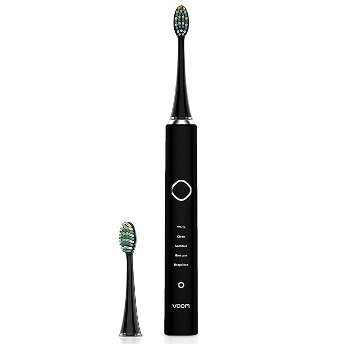 Voom Sonic Pro 7 Series Rechargeable Electronic Toothbrush, Advanced Oral Care Technology, 2-Minute Timer w/Quadrant Pacing, 5 Adjustable Speeds, Magnetic Levitation, 100% Waterproof, Black (VM-20946)
