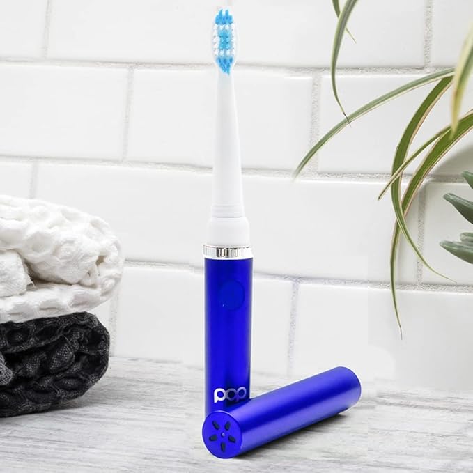 Pop Sonic Electric Toothbrush (Royal Blue) - Travel Toothbrushes w/AAA Battery | Kids Electric Toothbrushes with 2 Speed & 15,000-30,000 Strokes/Minute, Dupont Nylon Bristles
