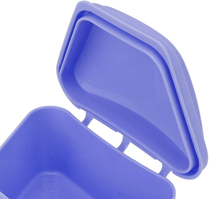 Trapezoid Retainer Case, Mouth Guard Cases, Denture Case Partial Tooth Case Denture Box Denture Storage Boxes, Travel Portable Denture Bath Box for Home Office Purple