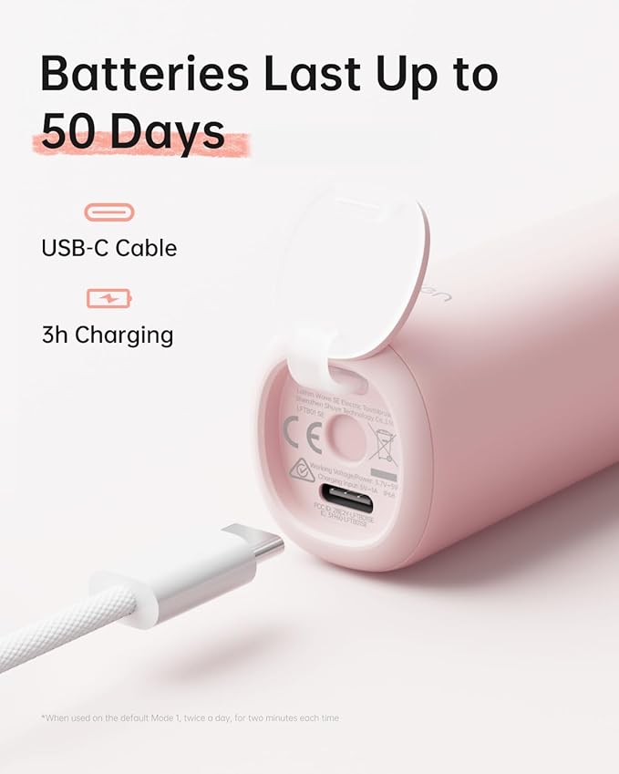 Laifen Wave Special Electric Toothbrush, New 2025 Version Oscillation & Vibration Sonic Electric Toothbrush for Adults with App, 2 Brush Heads, IP68 Waterproof Travel Powered Toothbrush (Matte Pink)