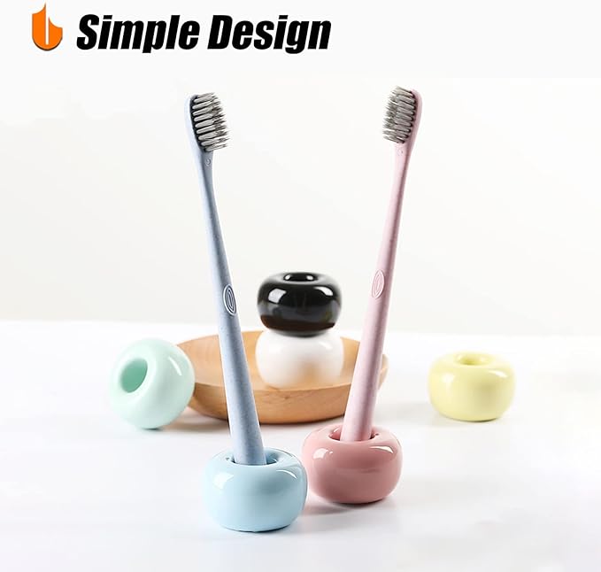 Urbanstrive Sleek Mini Ceramics Toothbrush Holder Stand for Bathroom Vanity Countertops (Dark Green 1-Pack)