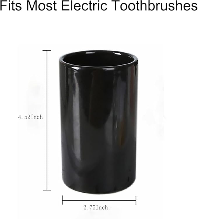 Black Ceramic Toothbrush Holders, Electric Toothbrush Holder for Toothbrushes and Toothpaste,Elegant Bathroom Toothbrush Cup(300ml)