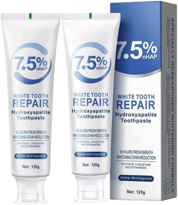 2PCS Hydroxyapatite Toothpastes for Enamel Protection and Tooth Strengthening, Gentle Mint, Fresh Breath, Daily Use for Oral Health, Natural and Safe 4.23oz