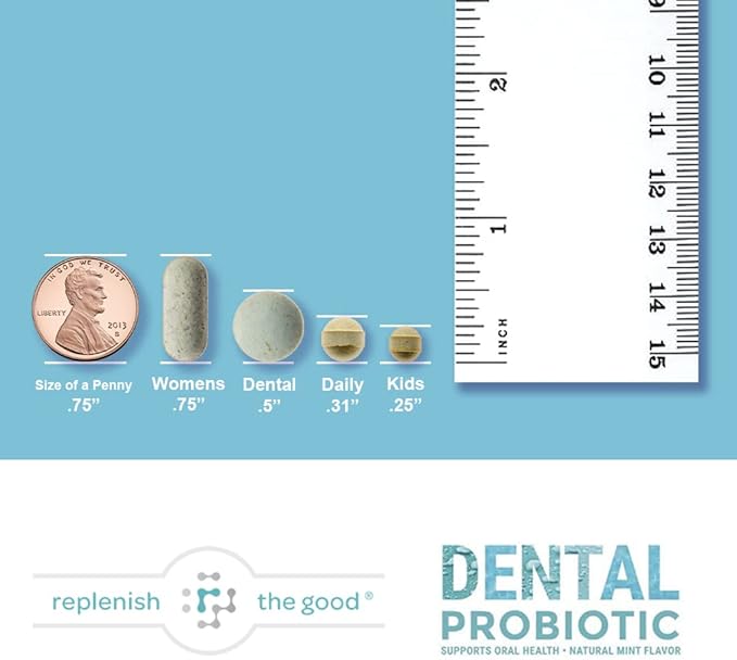 Dental Probiotic, 30 Sugar Free Chewable Tablets, Mint Flavor - Vegan Supplements w/BLIS K12 & M18 - Boosts Oral Health - Fights Bad Breath (Halitosis), Tooth Decay, Strep Throat
