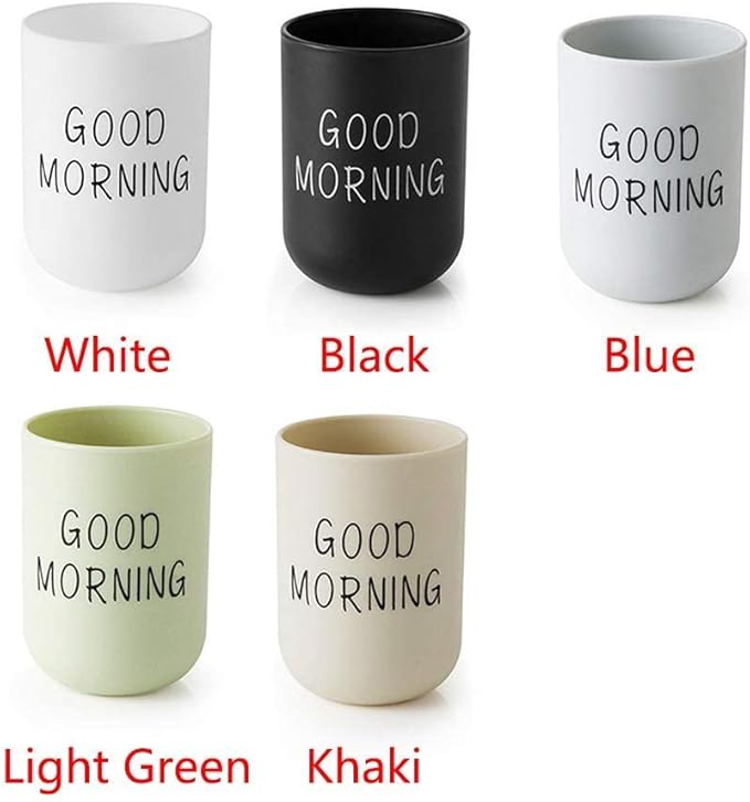 Tumbler Cup Good Morning Cup Toothbrush Holder Toothbrush Cup for Holding Normal Toothbrushes 330ml Lightweight Nice for Home and Travel (Black)