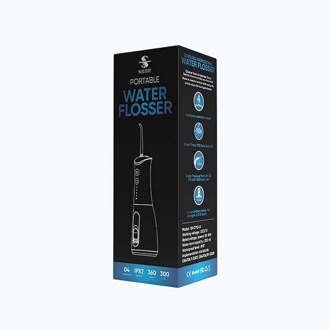 Cordless Water Flosser, Water Dental Flosser, Rechargeable Irrigation Cleaner,4 Modes Portable Water Flosser with 5 Nozzles, Water Flossers for Teeth, Dental Tools (Black)