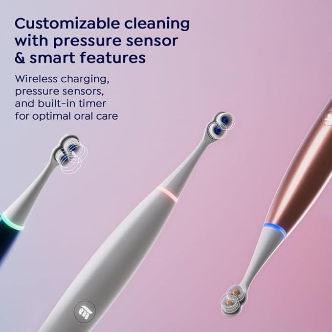 SuperMouth® ULTIM8 SmartBrush™ Electric Toothbrush - Patented SuperBristles® Clean Teeth 40X Better, Dual Sonic Modes, Pressure Sensor, Stunning Design - Teens & Adults - Sapphire Blue