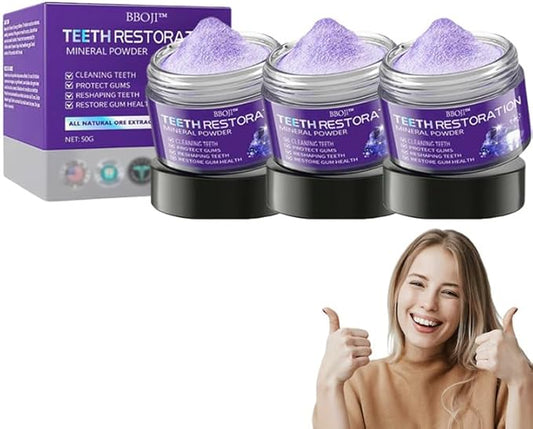 BBOJI Teeth Restoration Mineral Powder, Advanced Tooth Restoration Powder - Effective in Strengthening Teeth and Gums, Protect Gums and Freshen Breath (3 Pack)