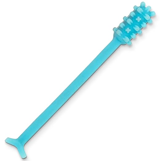 V2 Hard Plastic Denture Gel Adhesive Remover - Remove Denture Gel Adhesive from Mouth & Gums, Denture Glue Removal Tool, Oral Hygiene, Scraper w/Textured Grip and Rigid Bristles