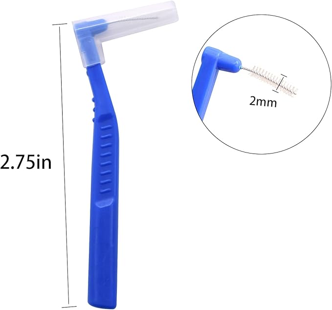 Angzhili 25 Pcs Interdental Angle Brushes,Reusable Dental Cleaners,Oral Dental Hygiene Brush,Dental Toothpick Floss for Braces,Tooth Cleaning Tool (Blue)