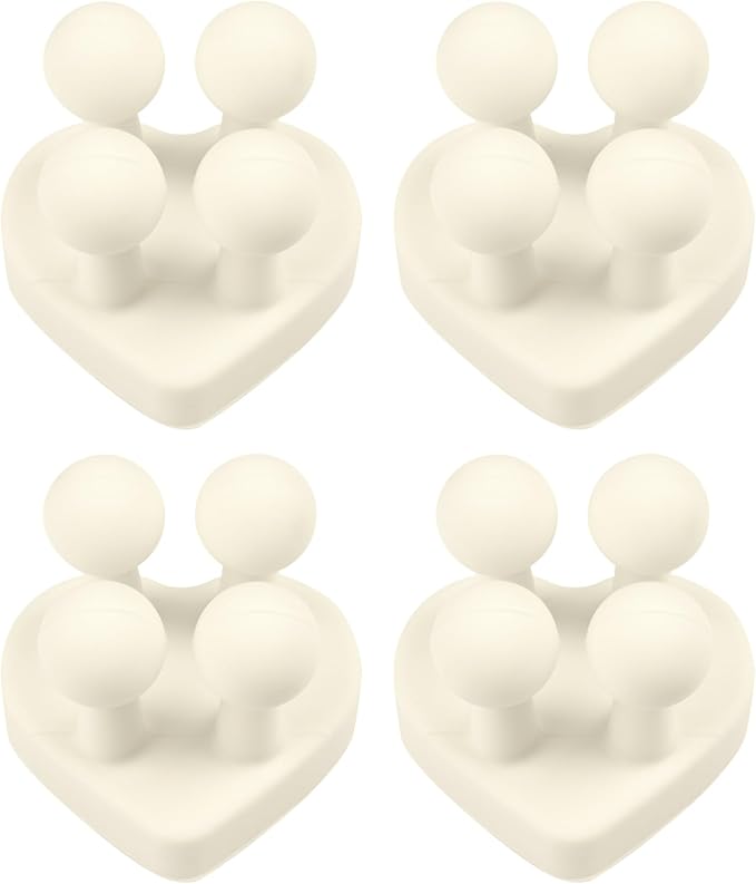 Silicone Toothbrush Holders Waterproof Toothbrush Hook Waterproof Hooks for Bathroom, Kitchen, Living Room & Office (White Heart)