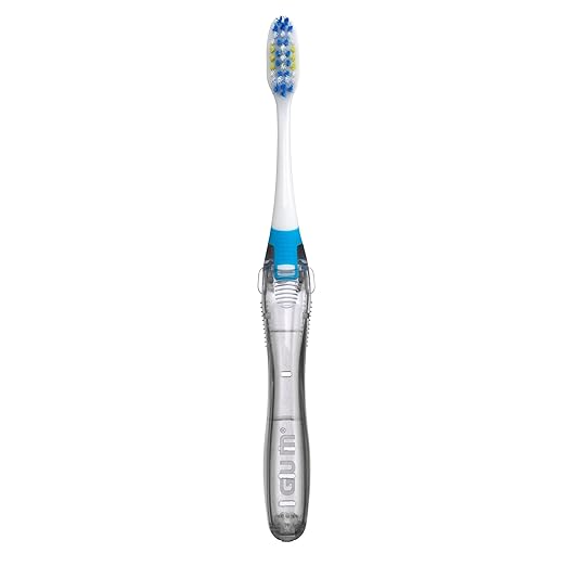 GUM Folding Travel Toothbrush, Compact Head + Tongue Cleaner, Soft Bristled Travel Toothbrushes for Adults, 2ct (Pack of 2)