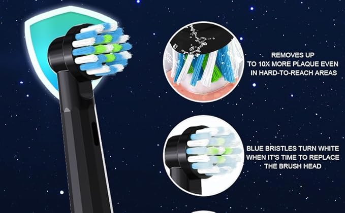 16 Pack Replacement Heads Compatible with Braun Oral B, Brush Heads Compatible with Oral B Pro 1000/Smart 1500/Genius X Electric Toothbrush (Black/White)