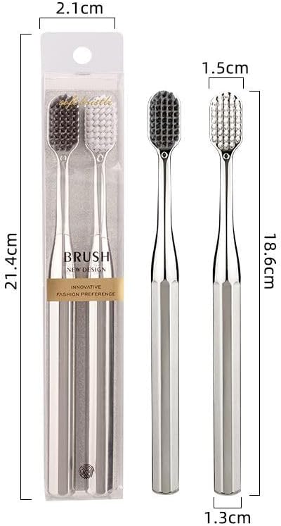 Ultra-Soft Toothbrush Set, in Gold and Silver, 2 Boxes in Total, fine bristles for Gentle Gum Care.