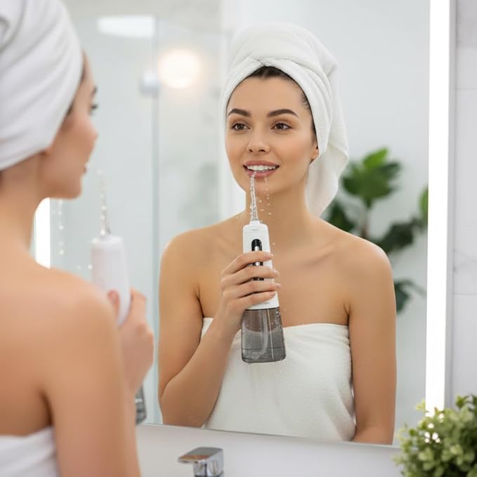Cordless Water Flosser for Teeth – 300mL Large Tank, 9 Pressure Levels, LED Display, USB-C Rechargeable, IPX7 Waterproof Dental Oral Irrigator for Home & Travel (White)