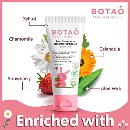Fluoride Free Toddler Toothpaste | Strawberry Flavored - Training Toothpaste for Toddlers | EWG Verified, Vegan, SLS Free, Safe to Swallow, Aloe Vera (2Pack)