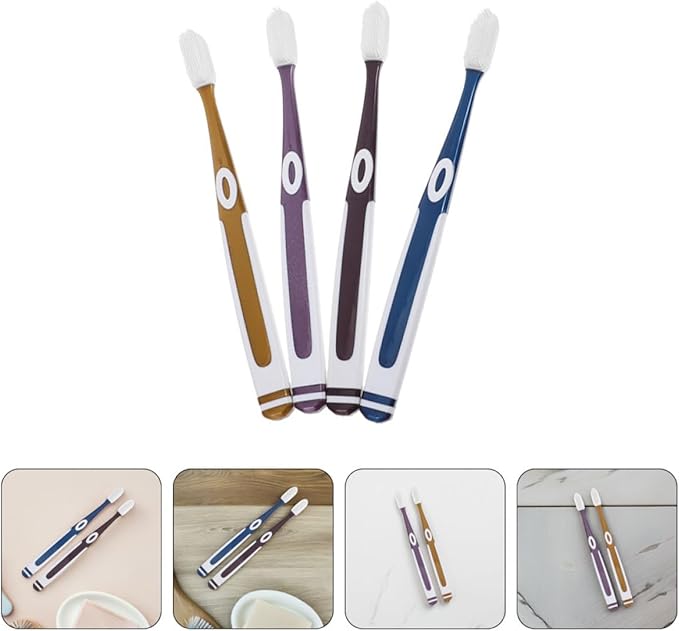 8PCS Soft Bristle Toothbrushes for Adults Family Pack Silicone Heads with Ultra-Soft Bristles Gentle Sensitive Teeth and Gums Portable Travel Tooth Brushes in Colors