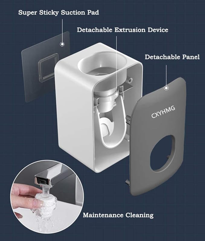 Automatic Toothpaste Dispenser for Kids, Toothpaste Squeezer for Kids & Family Shower Decor, is Wall Mounted Bathroom Accessories Organizer. (Grey+Black, TD27)