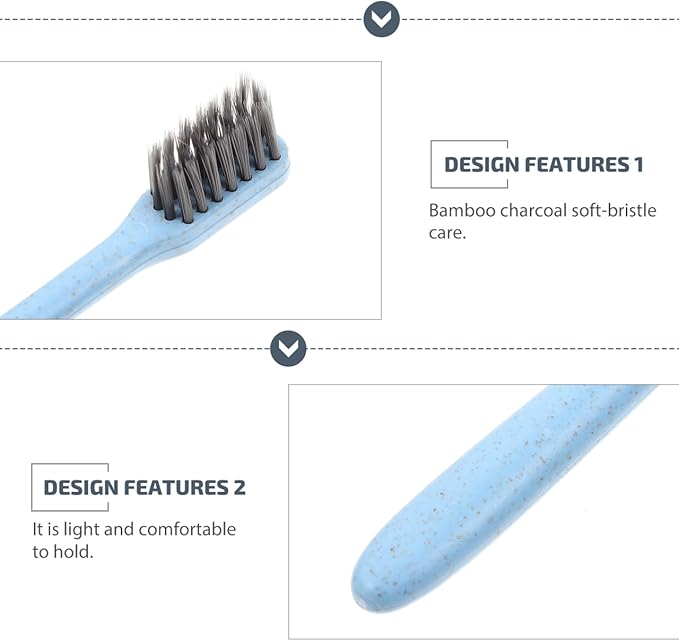 Household Toothbrush Soft Bristles Manual Tooth Brush with Ergonomic Straw Handle Compact Portable Travel Tooth Cleaning Brush for Adults and Teens