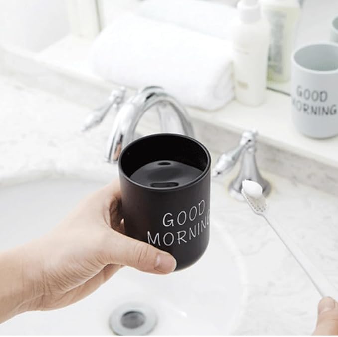 Toothbrush Cup 2Pcs, Bathroom Toothbrush Holder, Storage Cup 300ml, Drinking Cup, Reusable (Black + White)