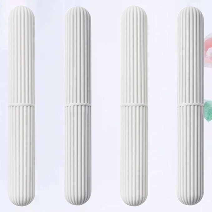 Portable Toothbrush Storage Case 4Pcs Set Plastic Toothbrush Holder Dustproof for Business Trips and Outdoor Use Random Color Random Color