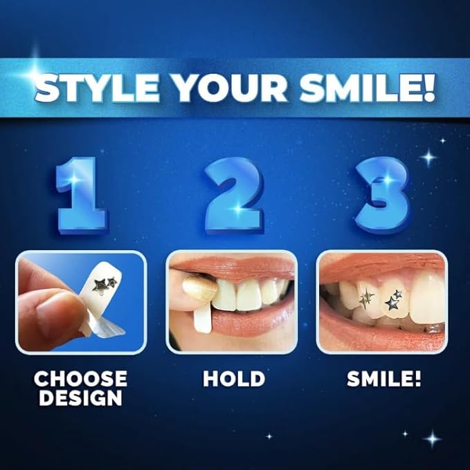 Halloween Tooth Bling Tattoo – Temporary Tooth Gem Kit for Teeth – Safe for Teens & Adults, Removable Fun Fake Tooth Tattoo Stickers for Halloween Costume, Party & Cosplay (Angelic)