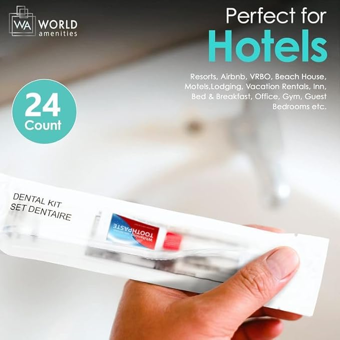 World Amenities - Bulk Disposable Dental Kit Bundle with Toothbrush and Toothpaste