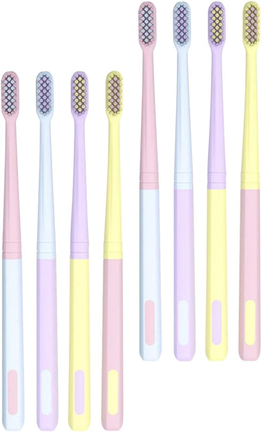 8PCS Soft Bristle Adult Toothbrush with Ergonomic Non-Slip Handles for Teeth Cleaning and Oral Care at Home and Travel